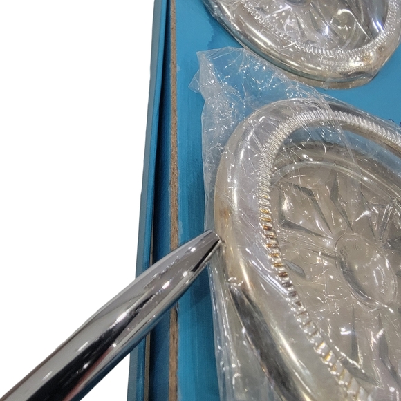 Birks Vintage Coasters Set of 4 in Original Box Glass & Silver Plate / Ashtrays - Picture 13 of 16